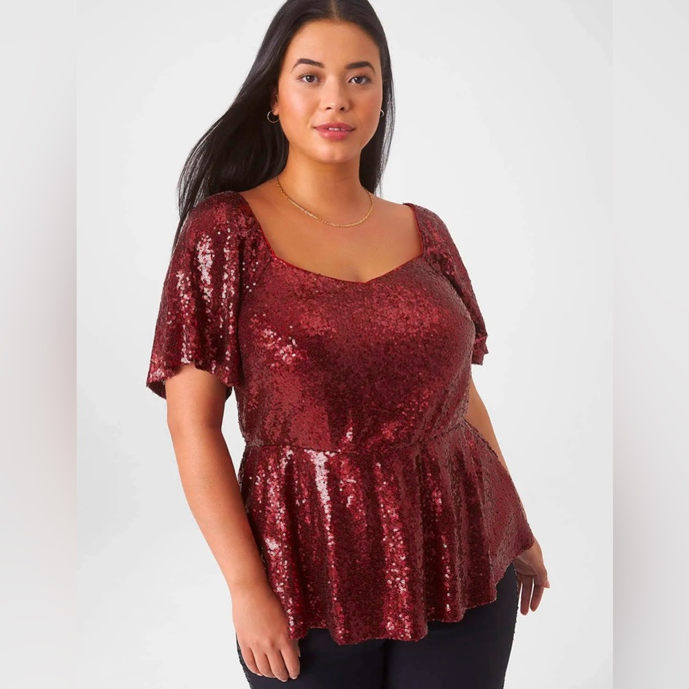 Lane Bryant sequin peplum top Sz 16